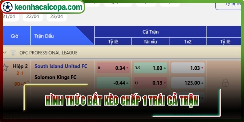 Bắt kèo chấp 1 trái cả trận
