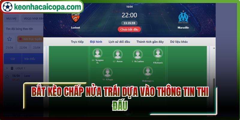 Bắt kèo chấp nửa trái dựa vào thông tin thi đấu