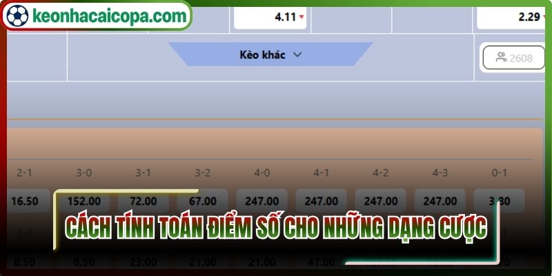 Cách tính toán điểm số cho những dạng cược