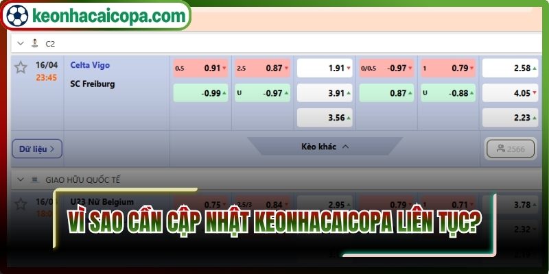 Vì sao cần cập nhật keonhacai Copa liên tục?