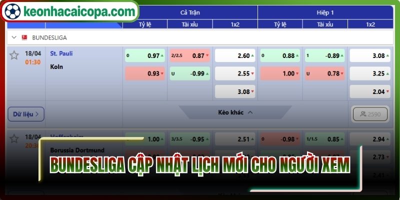 Bundesliga cập nhật lịch mới cho người xem