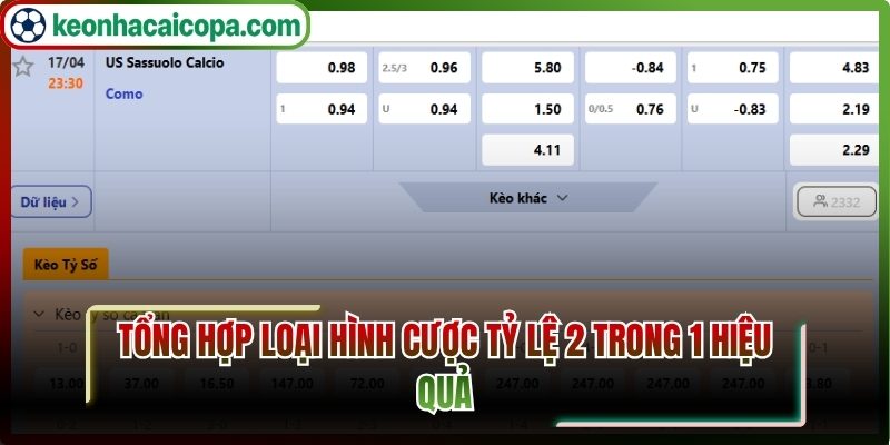 Tổng hợp loại hình cược tỷ lệ 2 trong 1 hiệu quả dành cho newbie